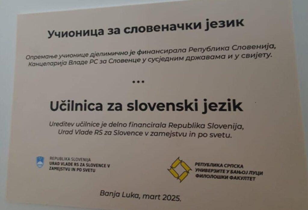 Napis na vratih učilnice