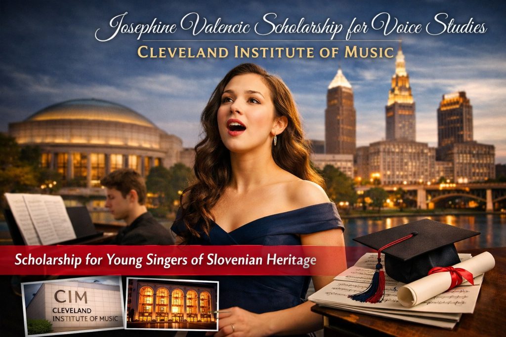 zda_štipendija za petje Plakat. Na sliki z UI ustvarjena pevka in nekaj informacij, kot v besedilu.